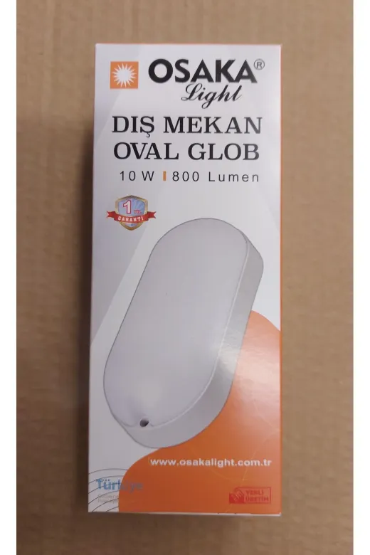 Osaka Light ARM 171 10W 6500K Beyaz Işık Dış Mekan Sıva Üstü 800 Lümen Oval Glop Led Armatür E Enerji 17X7Cm Ebatındadır