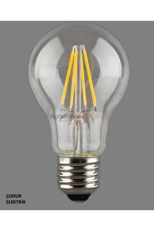 Osaka Light Fled 020 6W = 50W Eşdeğer 2700 Kelvin Sarı Işık E27 Duylu Flamanlı Şeffaf Led Ampul 650 Lümen F Enerji Sınıfı