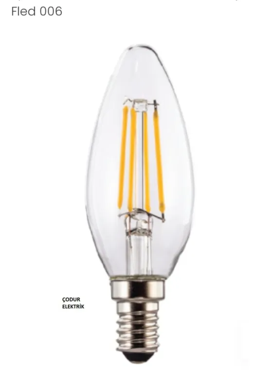 Osaka Light FLED 091 10 lu 10'lu 6W E14 Duylu 6500K Beyaz Işık 780Lm Led Flemanlı Şeffaf Buji Mum Ampul