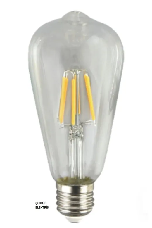 Osaka Light Fled 130 6W = 50W Eşdeğer 2700 Kelvin Sarı Işık E27 Duylu Flamanlı Şeffaf Led Ampül 650 Lümen F Enerji