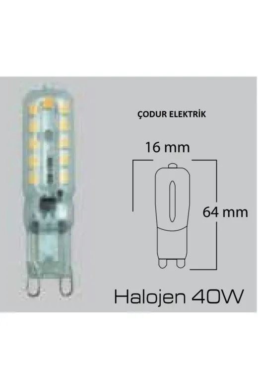 Osaka Light LED 147 5W = 40W Eşdeğer 3000 Kelvin Gün Işığı Sari Işik Şeffaf G9 Duylu 380 Lümen A Enerji Led Kapsul Ampul