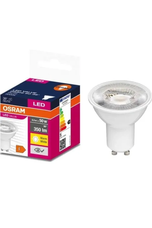 Osram 4.5w 2700k 10 lu 4.5W=50W 2700Kelvin Sarı Işık (10'lu Paket) Gu10 Duylu 350Lümen F Enerji Led Spot Ampul