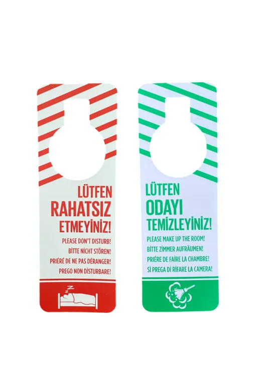 otel bukleti dndkartbuklet1000 Çift Taraflı Dnd Kapı Kolu Kartı (Rahatsız Etmeyin Odayı Temizleyin) Otel Odası Kapı Askısı 1000Adet