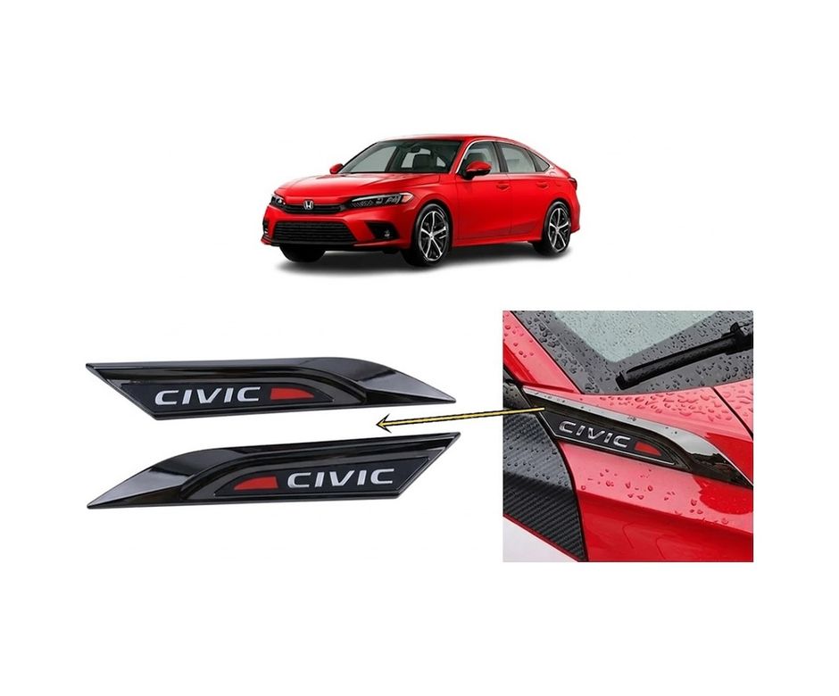Oto Aksesuarcım CHR-ONK288-BLNC Honda Civic Fe1 2022 Ve Sonrası Uyumlu Çamurluk Üstü Ventil Dekoru Seti Parlak Siyah