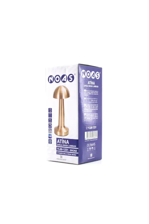 Oval - Metal Mantar Masa Lambası Dokunmatik - Renkli Type-c Şarjlı 3 Fonksiyonlu YL86-1231