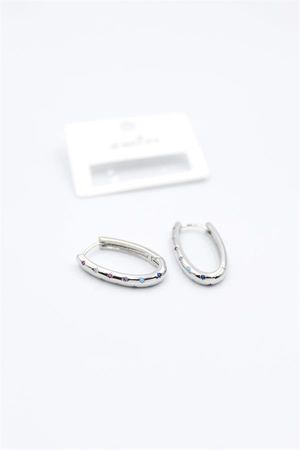 Oval Taşlı Küpe - Gümüş