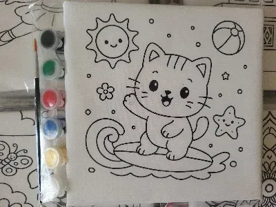 OYUNCU KEDİ 20X20 TUVAL BOYAMA SETİ