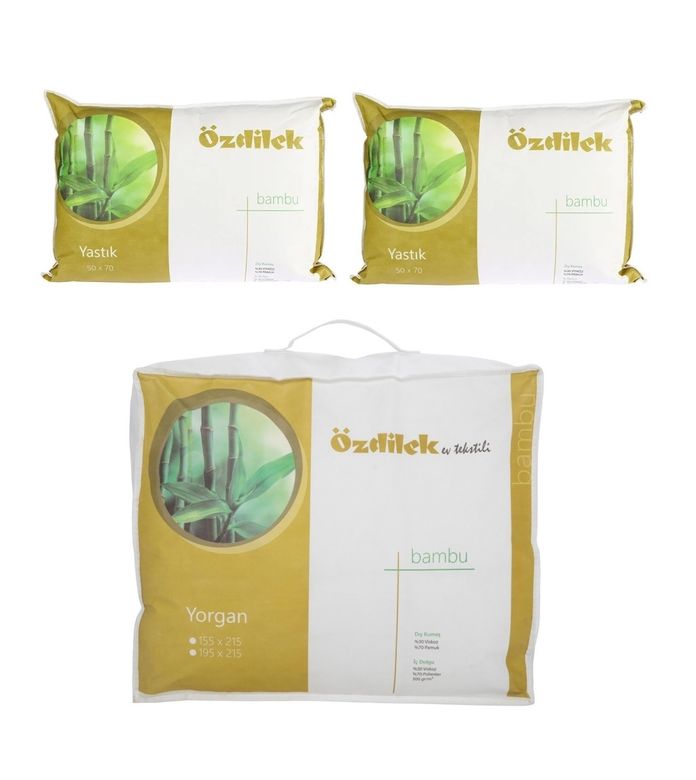 Özdilek 1 Adet Bambu Yorgan + 2 Adet Bambu Yastık (Çift Kişilik Set)