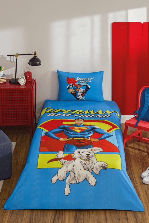 Özdilek 14037755 Superman Best Friend Tek Kişilik Lisanslı Lastikli Çarşaf Çocuk Nevresim Takımı