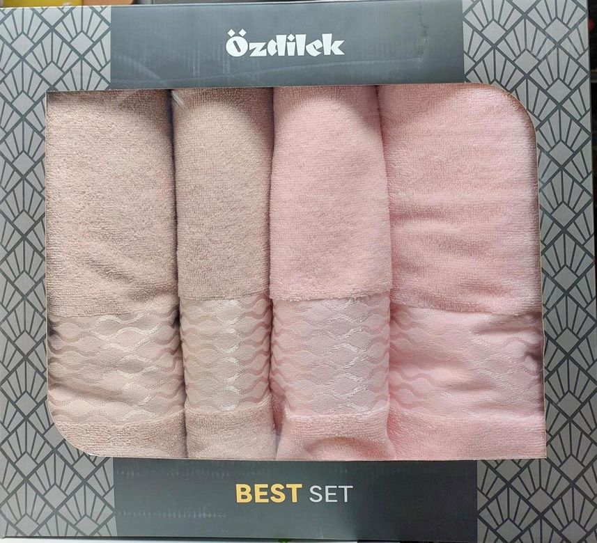 Özdilek 4 Parça Best Set -Elissa Taş Pudra- Hamam Seti, Havlu Seti