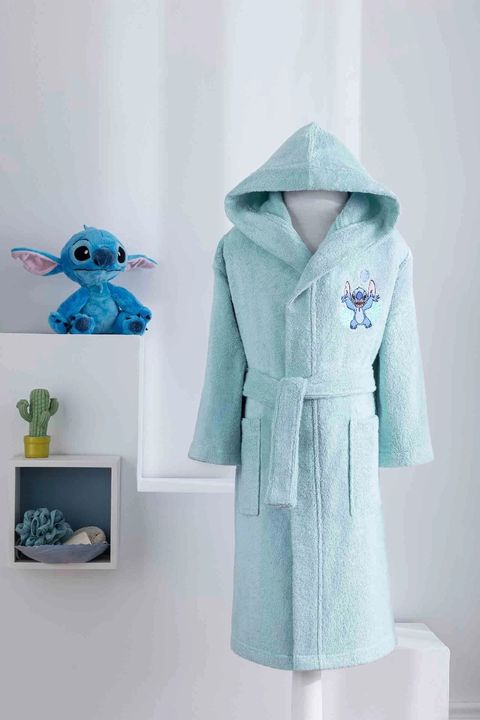 Özdilek Lisanslı Kapüşonlu Çocuk Bornozu 7/8 Yaş-Stitch P. Su Yeşili