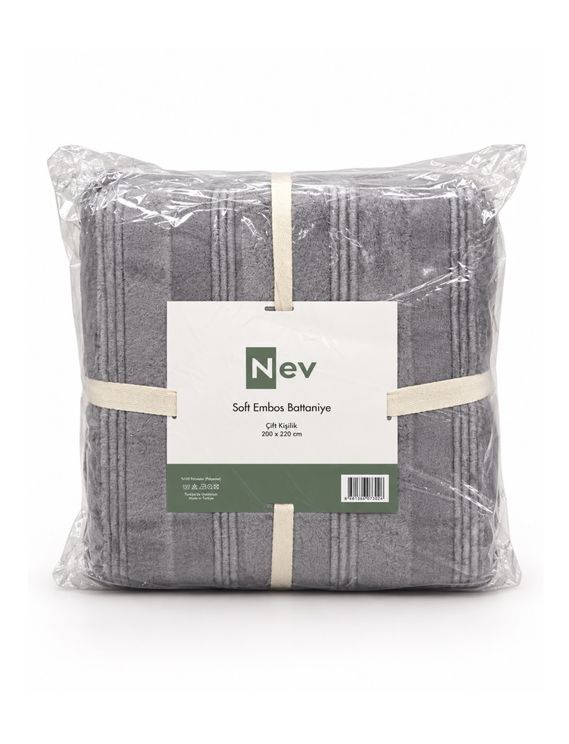 Özdilek Nev Serisi Soft Embos Çift Kişilik Battaniye (200x220) - Koyu Gri