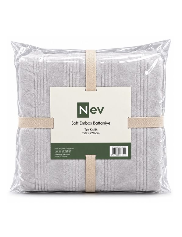 Özdilek Nev Serisi Soft Embos Tek Kişilik Battaniye (150x220) - Gri