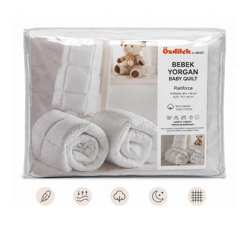 Özdilek Ranforce (%100 Pamuk Kumaş) Silikon Bebek Yorganı (95x145)