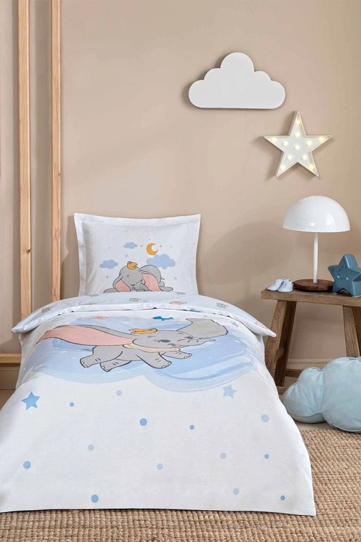 Özdilek Ranforce Lisanslı Bebek Beşik Nevresim Takımı-Dumbo Dream Mavi