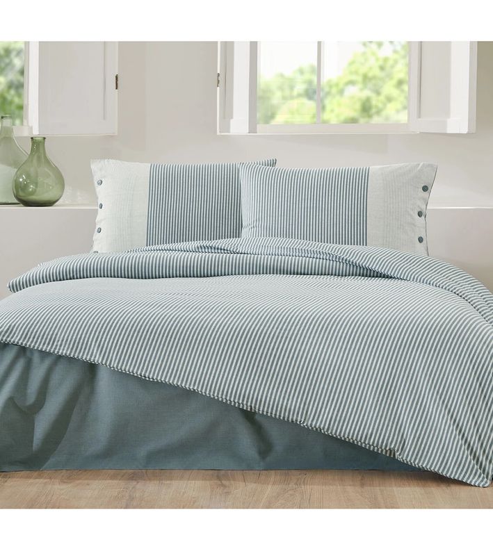 Özdilek Ranforce -Natural Line Mavi- Battal Boy (King Size) Çift Kişilik Nevresim Takımı