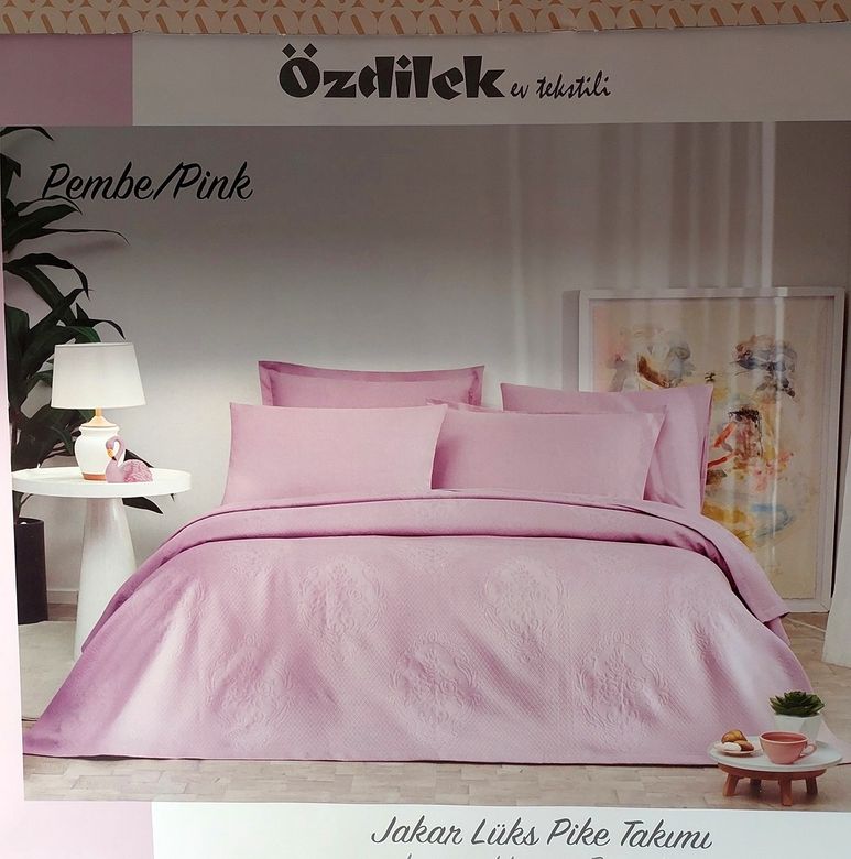 Özdilek Rf -Pembe- Jakar Lux KP (Z) Çift Kişilik Pike Takımı (4 Yastık Kılıflı)