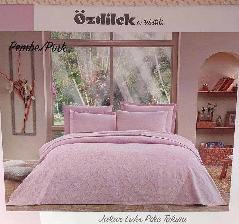 Özdilek Rf -Pembe- Jakar Lux (Z) Tek Kişilik Pike Takımı (2 Yastık Kılıflı)