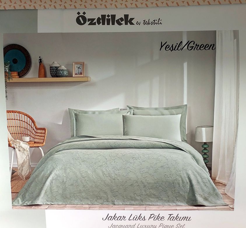 Özdilek Rf -Yeşil- Jakar Lux (Z) Tek Kişilik Pike Takımı (2 Yastık Kılıflı)