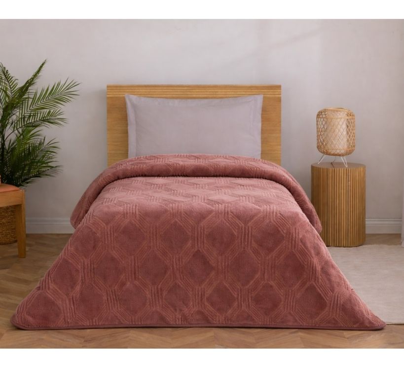 Özdilek Trendy Embos Tek Kişilik Battaniye(155x220)-Art Deco Sıcak Kahve