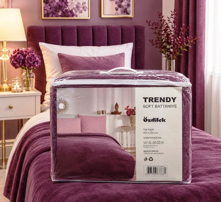 Özdilek Trendy Soft Tek Kişilik Battaniye (155x220)-Mürdüm