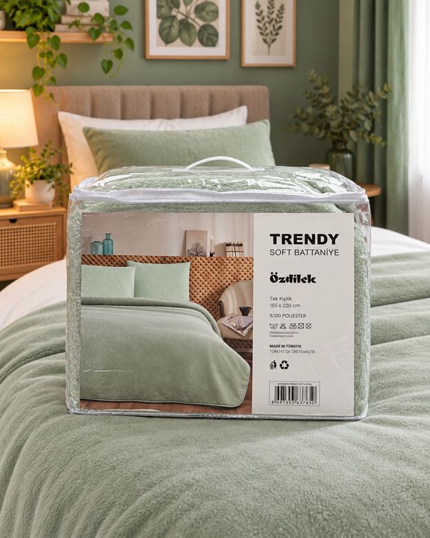 Özdilek Trendy Soft Tek Kişilik Battaniye (155x220)-Yeşil