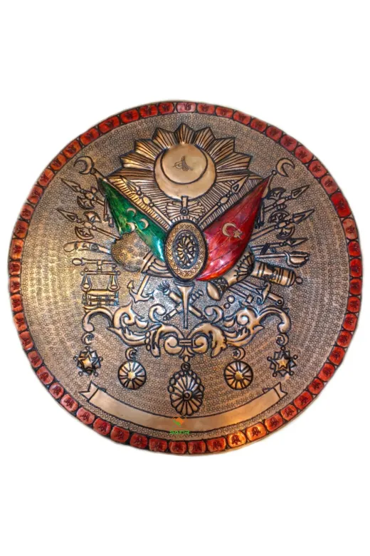 ÖZEL EL İŞLEME BAKIR TABLO 40 CM Bakir Duvar Tablosu Özel El İşlemeli Bakir Tablosu 40 Cm Tuğra Model Birebir El İşlemeli A++ Safir