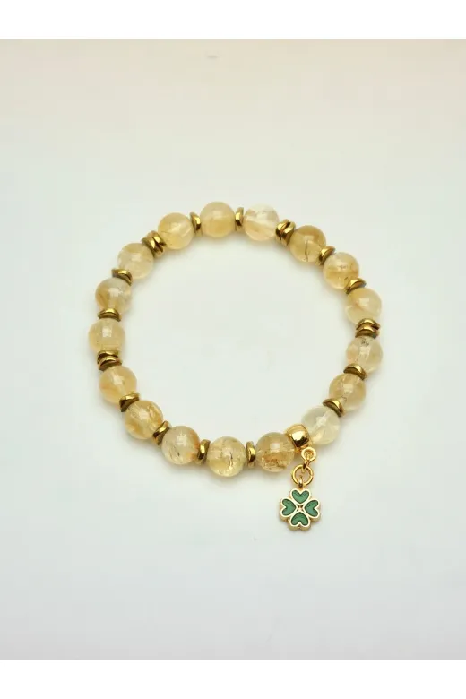 Özer STR-LAS-003 Sitrin Gerçek Doğaltaş Bileklik ( Bolluk, Bereket, Para, Özgüven, Özsevgi ) 8Mm