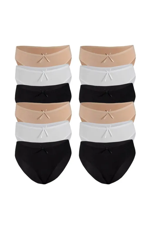 Özten İç Giyim ISOZTN12LI201 Kadın 12'li Paket Bambu Bikini Külot