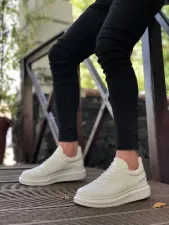 Pabucmarketi Bağcıklı Erkek Ayakkabı BEYAZ (BEYAZ TABAN)