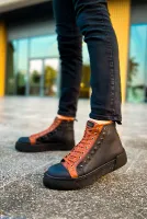 Pabucmarketi Fermuarlı Bağcık Detaylı Erkek Sneaker Bot Siyah Taba