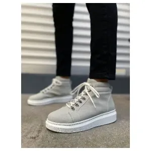 Pabucmarketi Gri Süet Bağcıklı Erkek Sneaker Bot