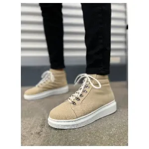 Pabucmarketi Krem Süet Bağcıklı Erkek Sneaker Bot
