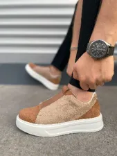 Pabucmarketi Taba Süet Vizon Detaylı Lastikli Erkek Sneaker