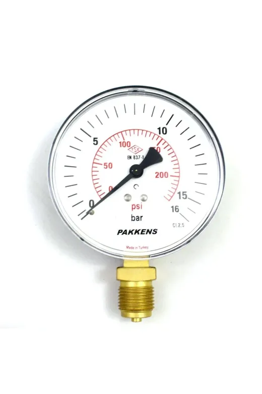 Pakkens pakkens50mm16bar 0-16 Bar Manometre 50Mm 1/4" Alttan Çıkışlı