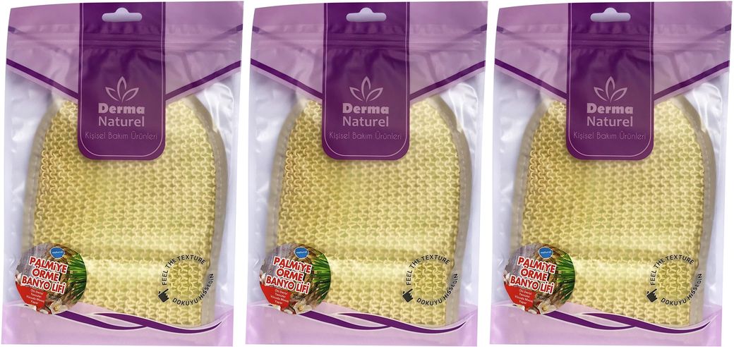 Palmiye Lifi Örme Banyo Eldiveni (15*24CM) MS-04 (3 Lü Set)