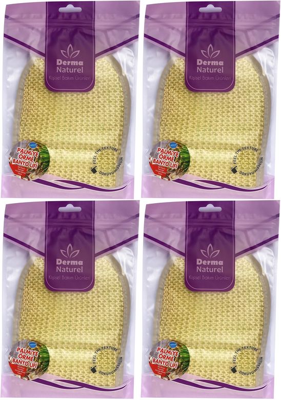 Palmiye Lifi Örme Banyo Eldiveni (15*24CM) MS-04 (4 Lü Set)