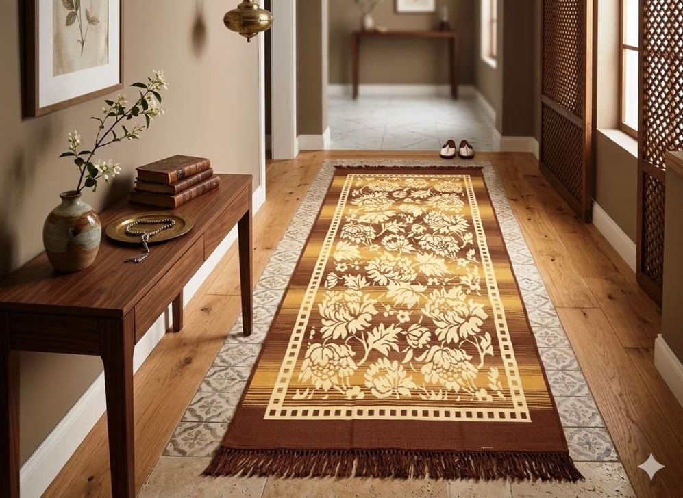 Pamuk dokuma alas kilim 100*300 kahve
