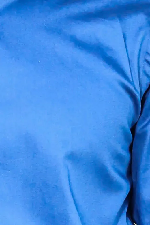 Pamuk Saten Slim Fit Mavi Erkek Gömlek - Wessi - M / Saks Mavi