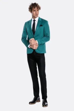Pamuk Slim Fit Desensiz Yeşil Erkek Ceket - Wessi