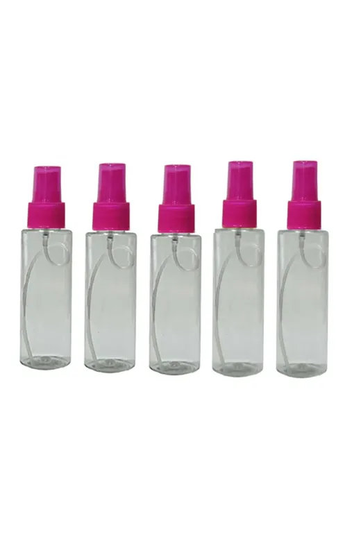 Paradise 869743171050 5 Adet Sert Plastik 100Ml Boş Sprey Kolonya Dezenfektan Şişesi Pembe