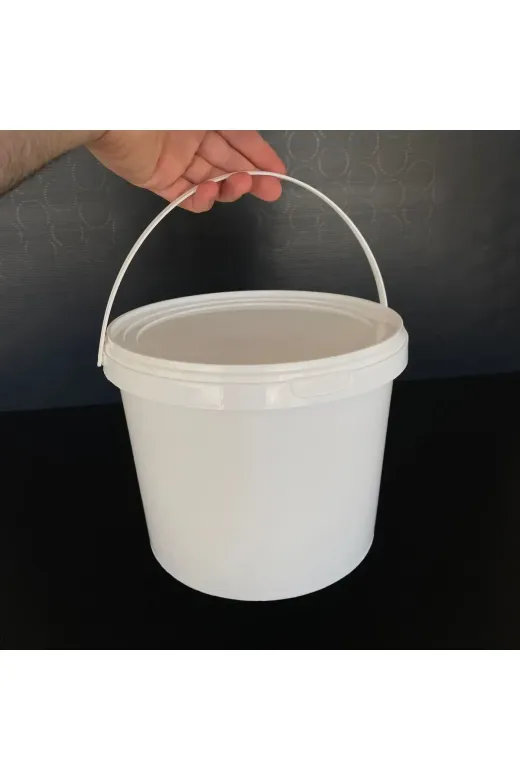 Pause Art Home 250CCKOVAPA222322FW222 5 Litre Plastik Kova - Beyaz - 5 Lt Sapli Gidaya Uygun Sizdirmaz Kilitli Kapakli Kova -5 Adet