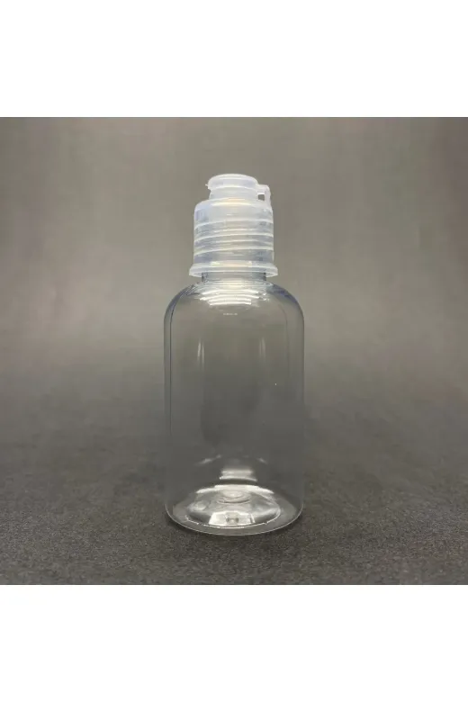 Pause Art Home OtelBukleti-8741 100 Adet 50 Cc Tombul Model Plastik Şişe - Yeni Şeffaf Fliptop Kapaklı - Açılır Kapanır Kapaklı
