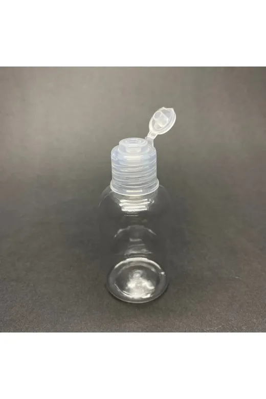 Pause Art Home OtelBukleti-8741 100 Adet 50 Cc Tombul Model Plastik Şişe - Yeni Şeffaf Fliptop Kapaklı - Açılır Kapanır Kapaklı