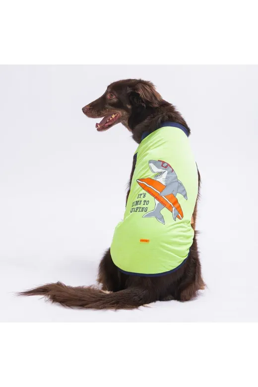 Pawstar S2385 Yeşil Shark Büyük Köpek Tişörtü - Köpek Kıyafeti (15 Kg-45 Kg)