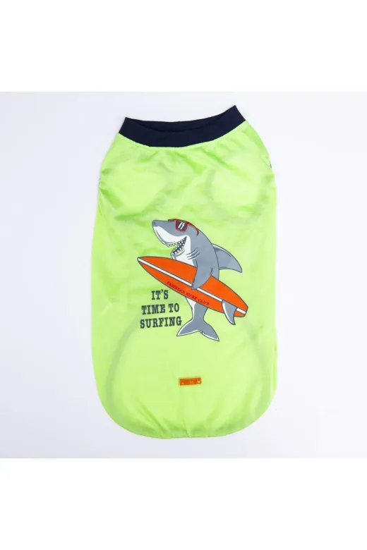 Pawstar S2385 Yeşil Shark Büyük Köpek Tişörtü - Köpek Kıyafeti (15 Kg-45 Kg)