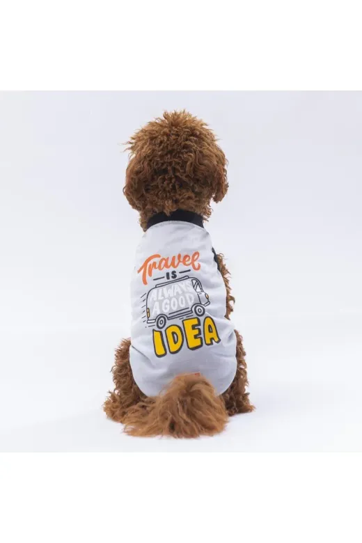Pawstar T2480 Gri Travel Kedi Köpek Tişörtü - Kedi Köpek Kıyafeti