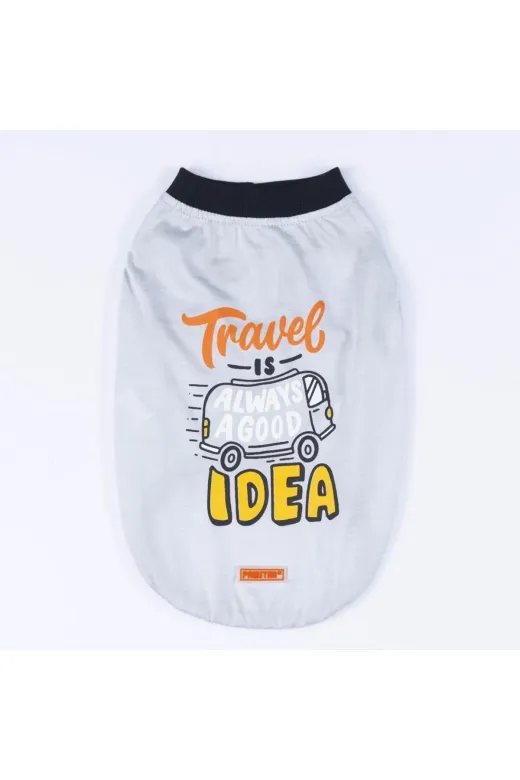 Pawstar T2480 Gri Travel Kedi Köpek Tişörtü - Kedi Köpek Kıyafeti
