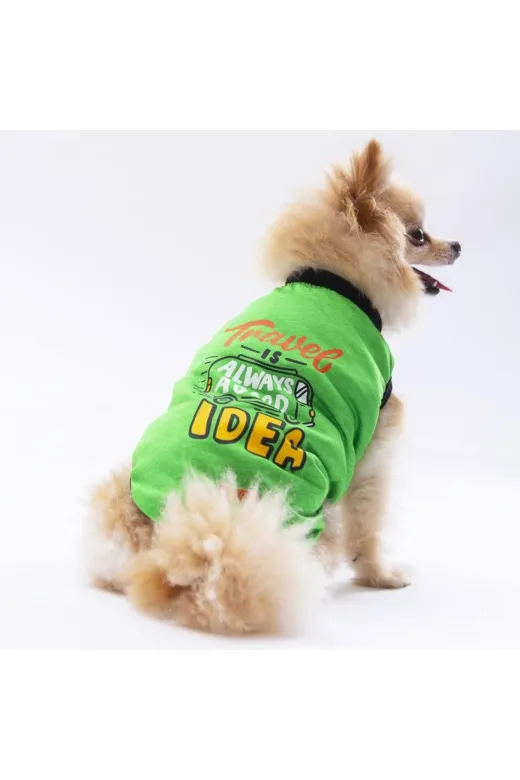 Pawstar T2480 Yeşil Travel Kedi Köpek Tişörtü - Kedi Köpek Kıyafeti
