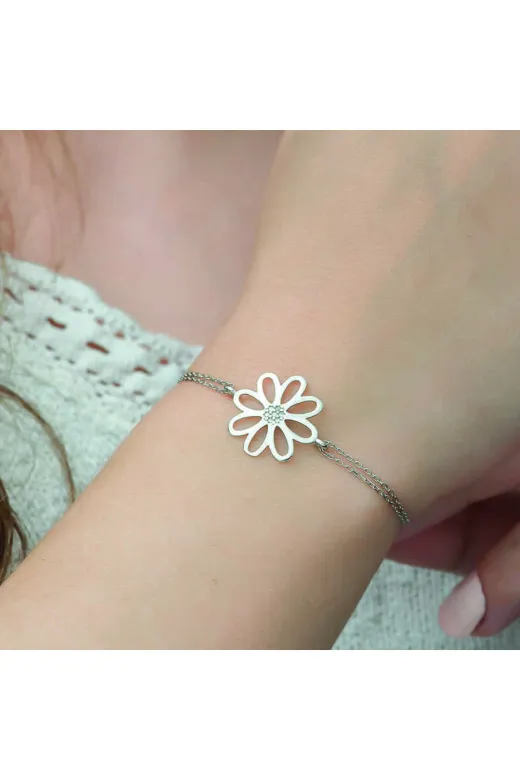 Pazarcan G-BR0460841 Gümüş Çiçek Bileklik